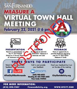 Measure A Town Hall Meeting (2-22-21) POSTPONED