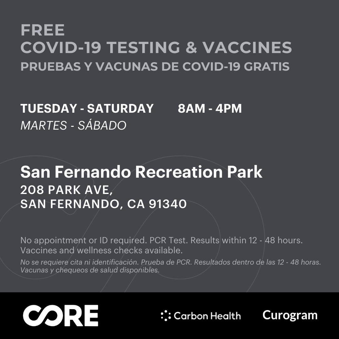 dark background with free covid-19 testing & vaccine schedule