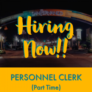CITY ARCH PHOTO; HIRING NOW; PERSONNEL CLERK; PART TIME