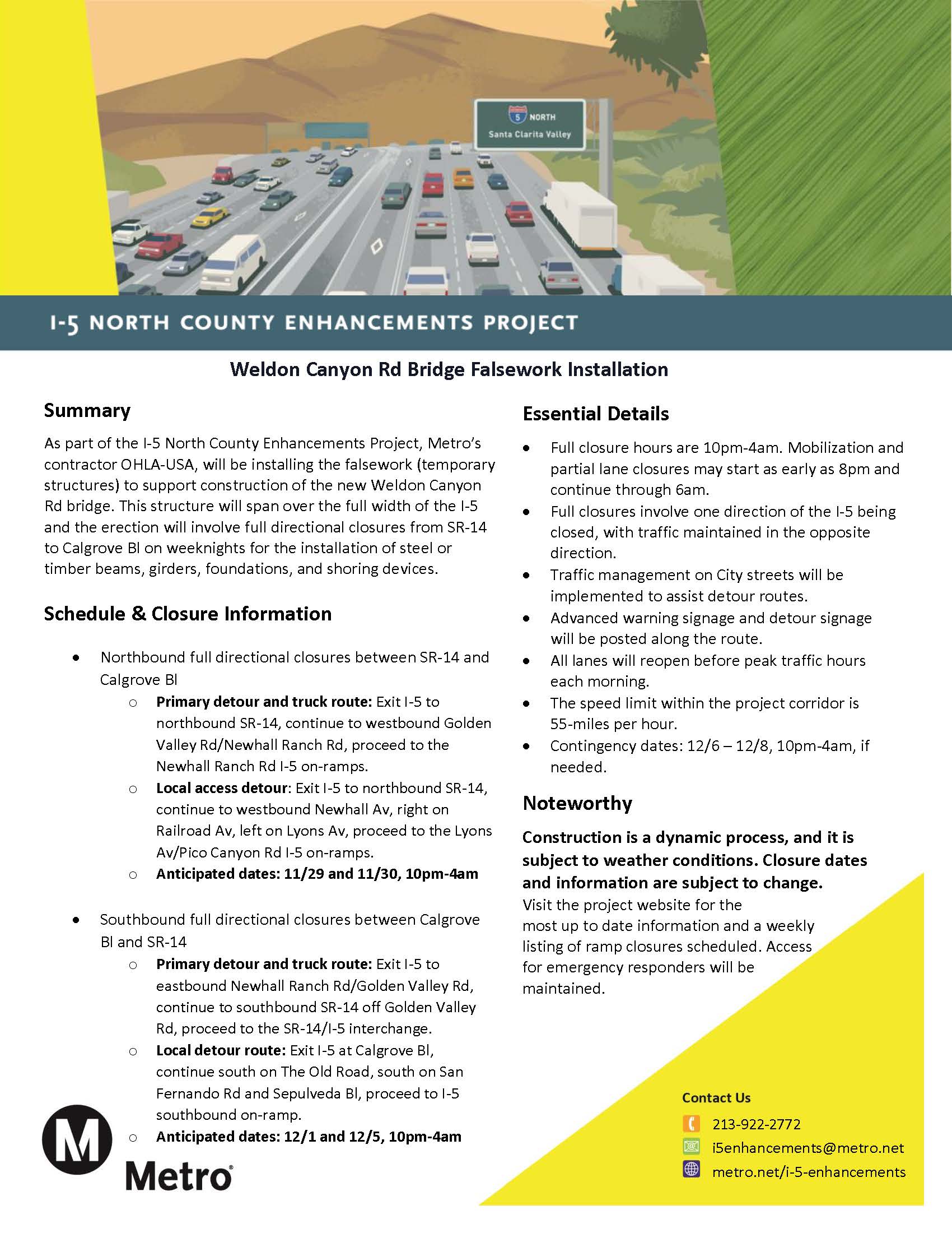 Weldon Canyon Rd Bridge Falsework Construction Notice - 11.14.2022 page 1