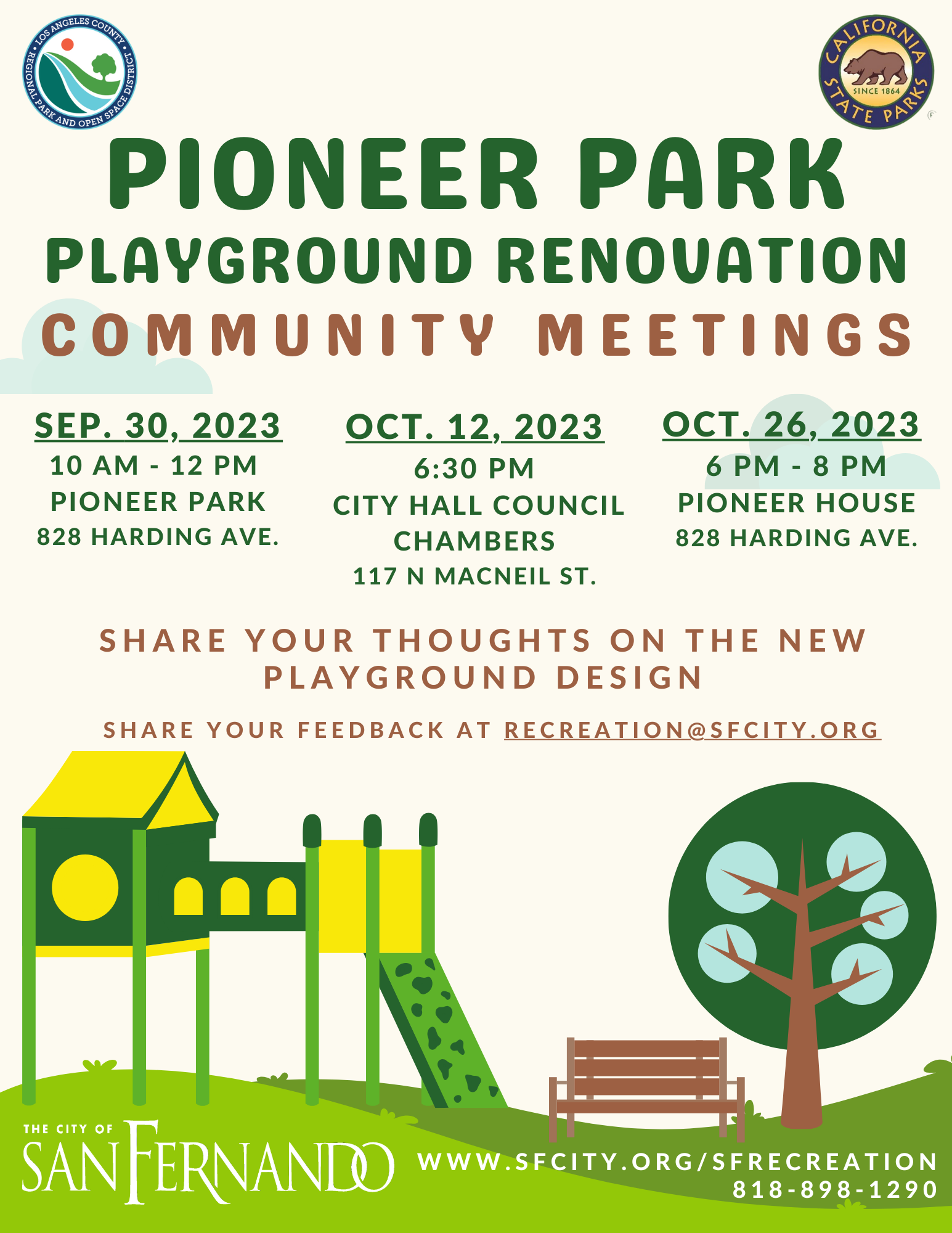 Pioneer Park Community Meetings Flyer