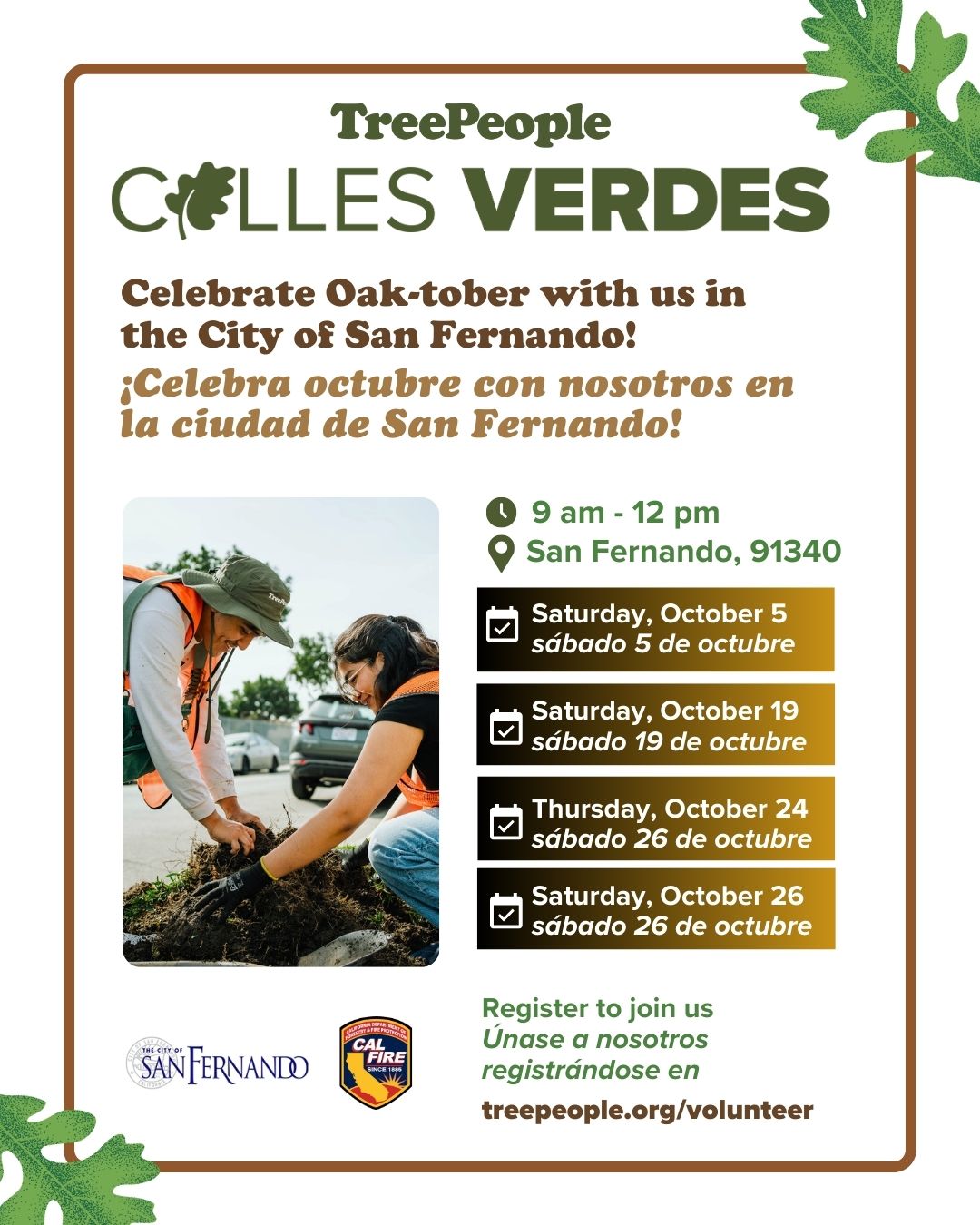 October Planting and Tree Care Events (English & Spanish)