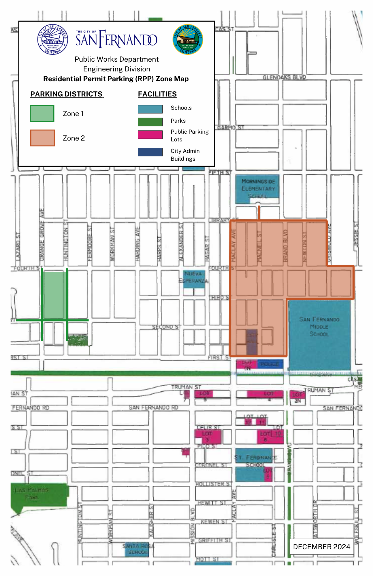 City of San Fernando Residential Parking Permit Map