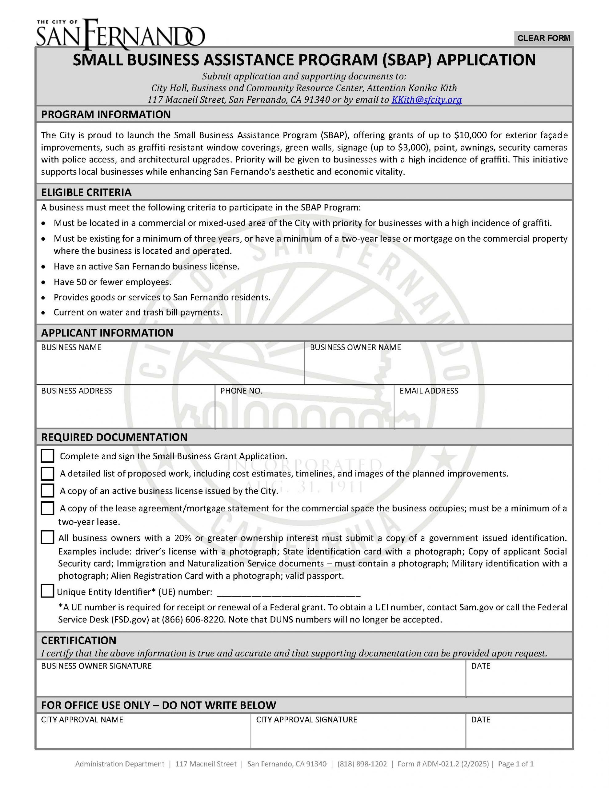 ADM-021.2 Application Small Business Assistance Program (2-2025)