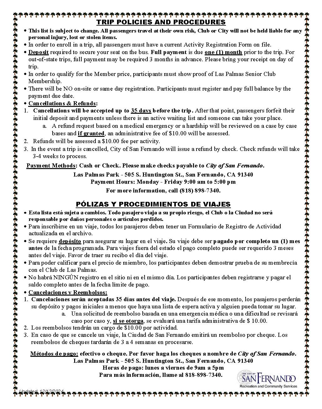 Detailed Fall 2025 Trips Rev. 5-6-25